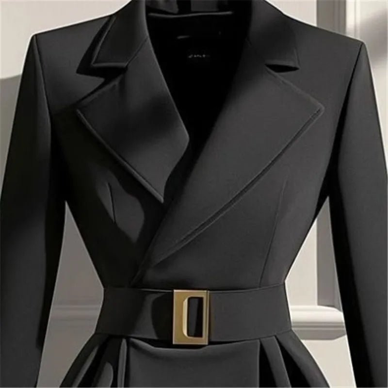 High - End Womens Black Blazer with Belt Paris - Luxury - GirlnamedParis