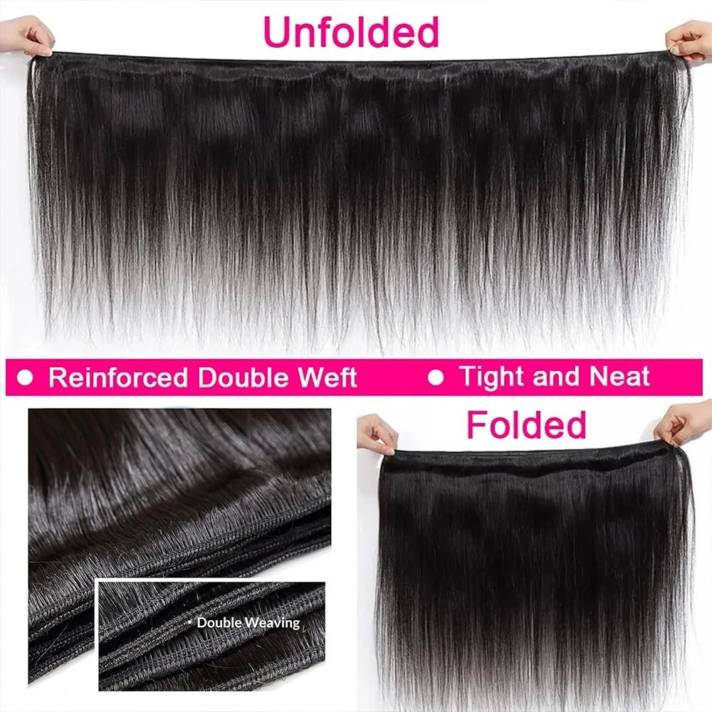 Long Bone Straight Remy Brazilian Hair Bundles 100 Human Hair - GirlnamedParis