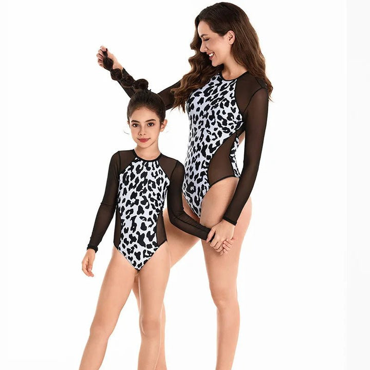 LongSleeve Leopard Print MotherDaughter Bikini Set - GirlnamedParis