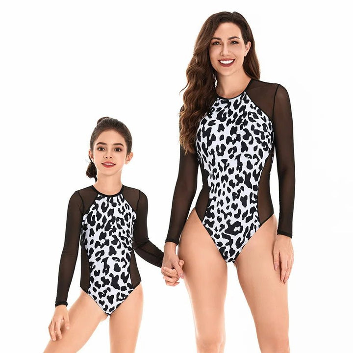 LongSleeve Leopard Print MotherDaughter Bikini Set - GirlnamedParis