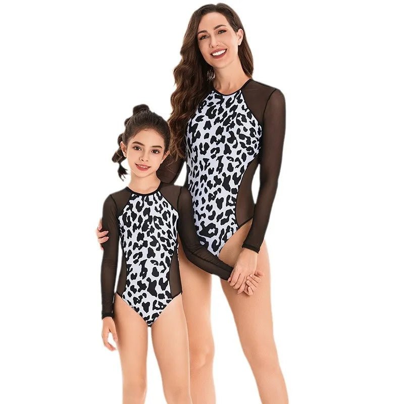 LongSleeve Leopard Print MotherDaughter Bikini Set - GirlnamedParis