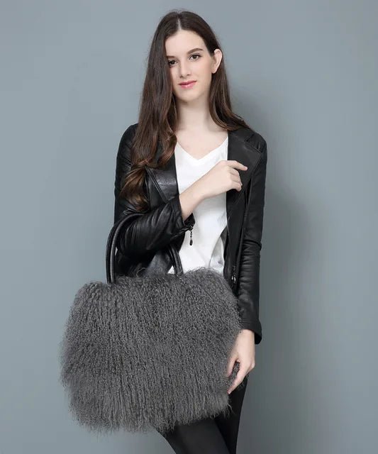 Mongolian Lamb Fur Shoulder Handbag Paris - Luxury. - GirlnamedParis