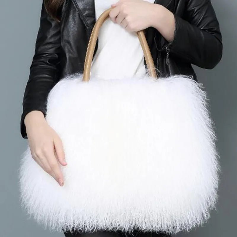 Mongolian Lamb Fur Shoulder Handbag Paris - Luxury. - GirlnamedParis