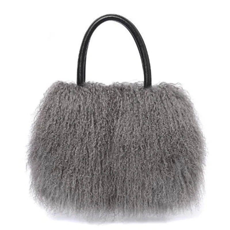 Mongolian Lamb Fur Shoulder Handbag Paris - Luxury. - GirlnamedParis