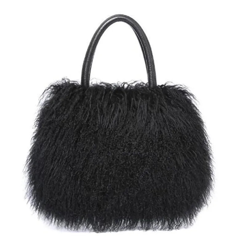 Mongolian Lamb Fur Shoulder Handbag Paris - Luxury. - GirlnamedParis