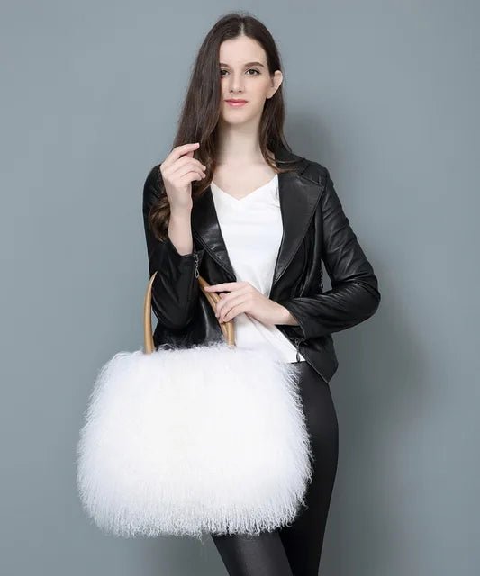 Mongolian Lamb Fur Shoulder Handbag Paris - Luxury. - GirlnamedParis