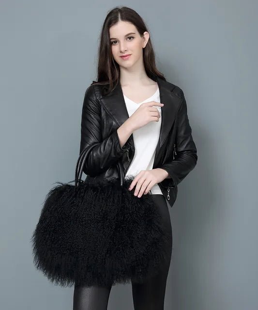 Mongolian Lamb Fur Shoulder Handbag Paris - Luxury. - GirlnamedParis