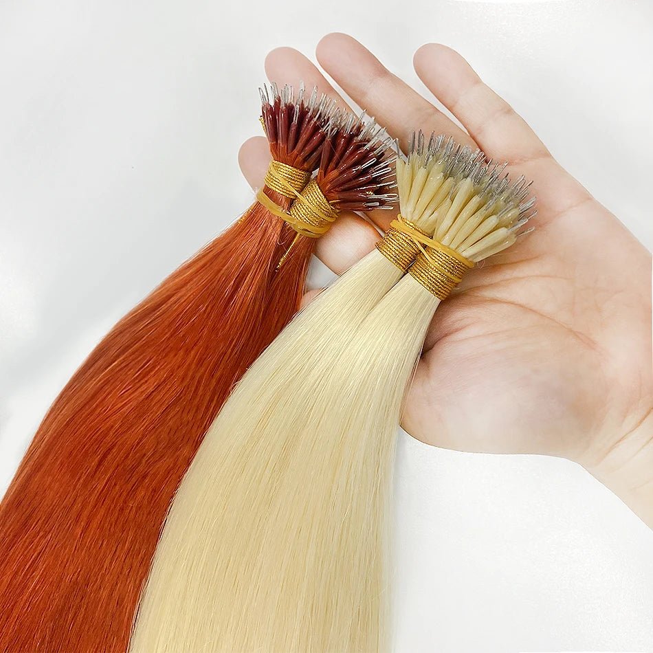 Natural Blonde Nano Ring Human Hair Extensions European Remy - GirlnamedParis