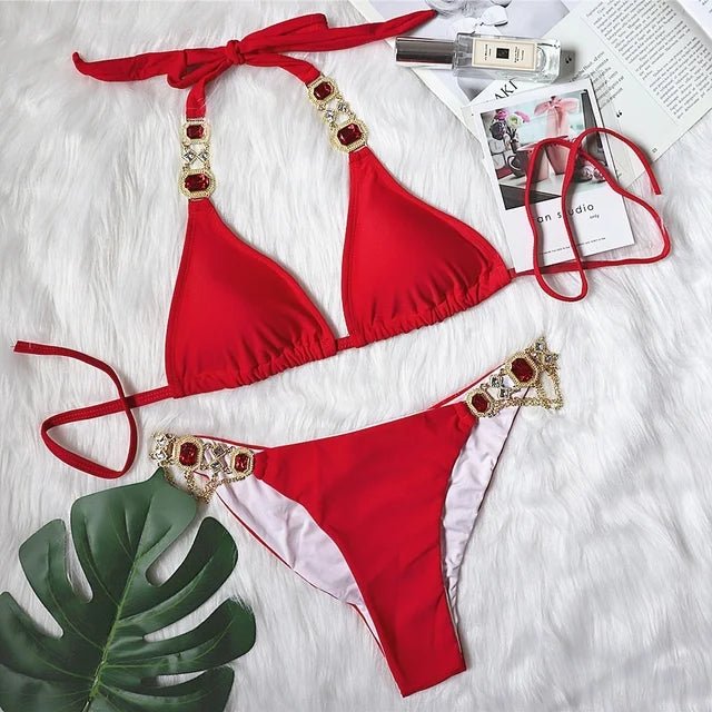 New 2023 Rhinestone Brazilian TwoPiece Bikini Set - GirlnamedParis