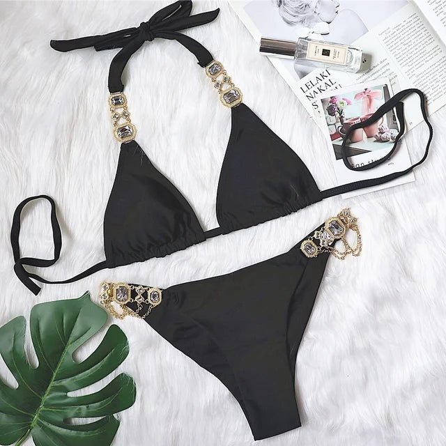 New 2023 Rhinestone Brazilian TwoPiece Bikini Set - GirlnamedParis