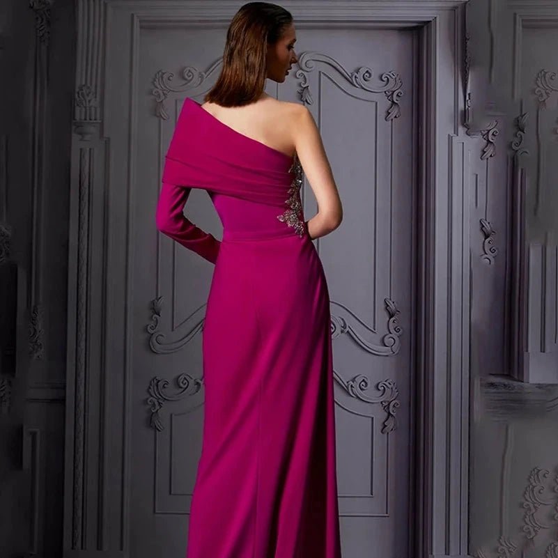 One - Shoulder Evening Gown PurpleRed Paris - Luxury. - GirlnamedParis