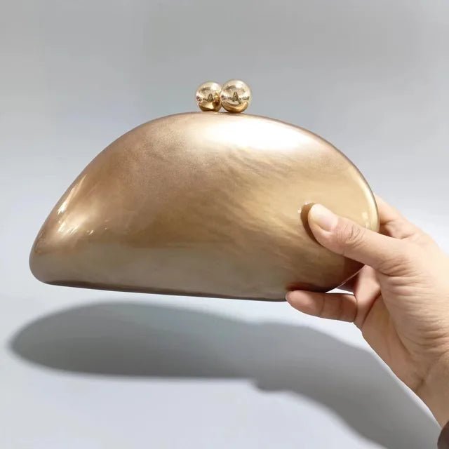 Pearl Brown Dumpling Acrylic Clutch for Weddings - GirlnamedParis