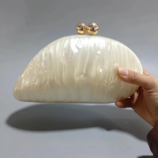 Pearl Brown Dumpling Acrylic Clutch for Weddings - GirlnamedParis