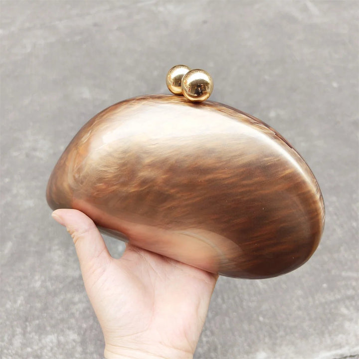 Pearl Brown Dumpling Acrylic Clutch for Weddings - GirlnamedParis