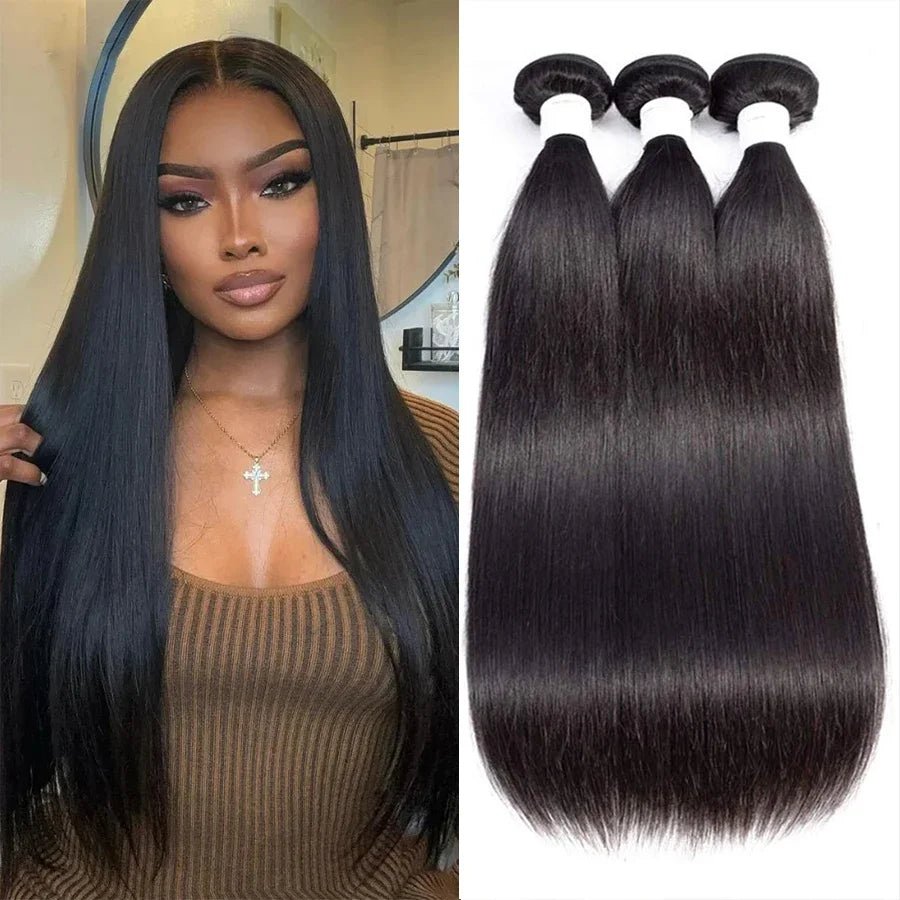 Premium Brazilian Bone Straight Hair Extensions 100 Human 3040 Inches - GirlnamedParis