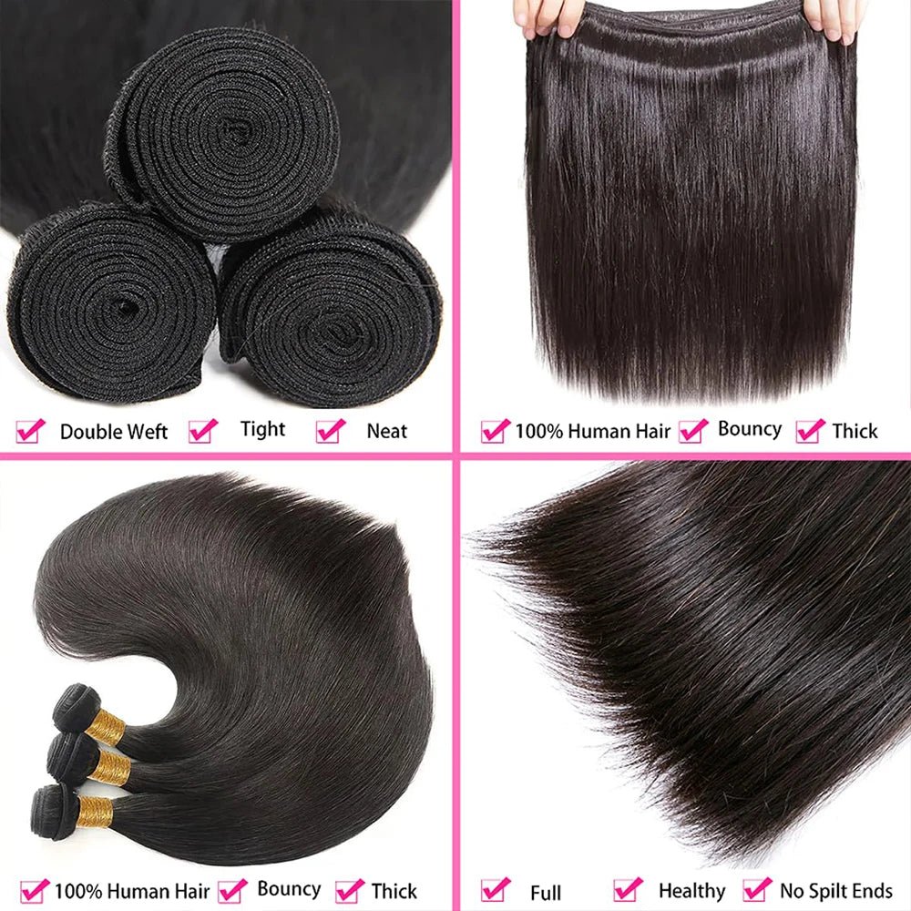 Premium Brazilian Remy Straight Hair Bundles 100 Human - GirlnamedParis