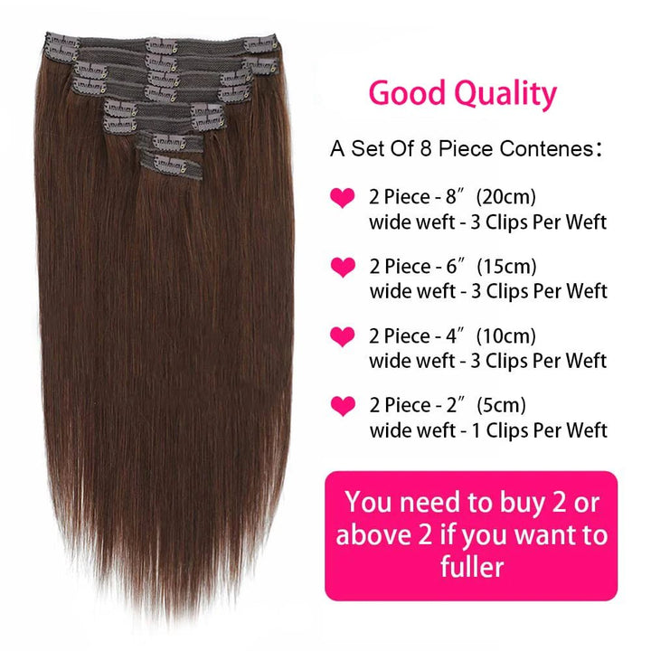 Premium Double Weft Brown Human Hair ClipIn Extensions - GirlnamedParis