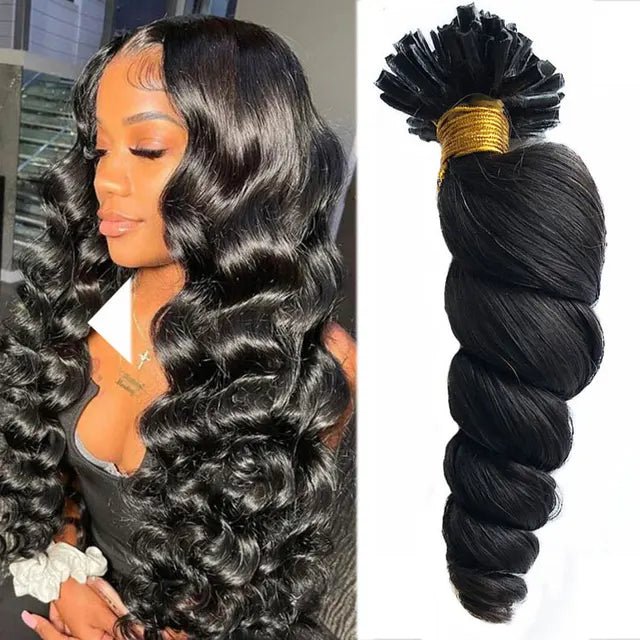 Remy Loose Wave U Tip Human Hair Extensions - GirlnamedParis