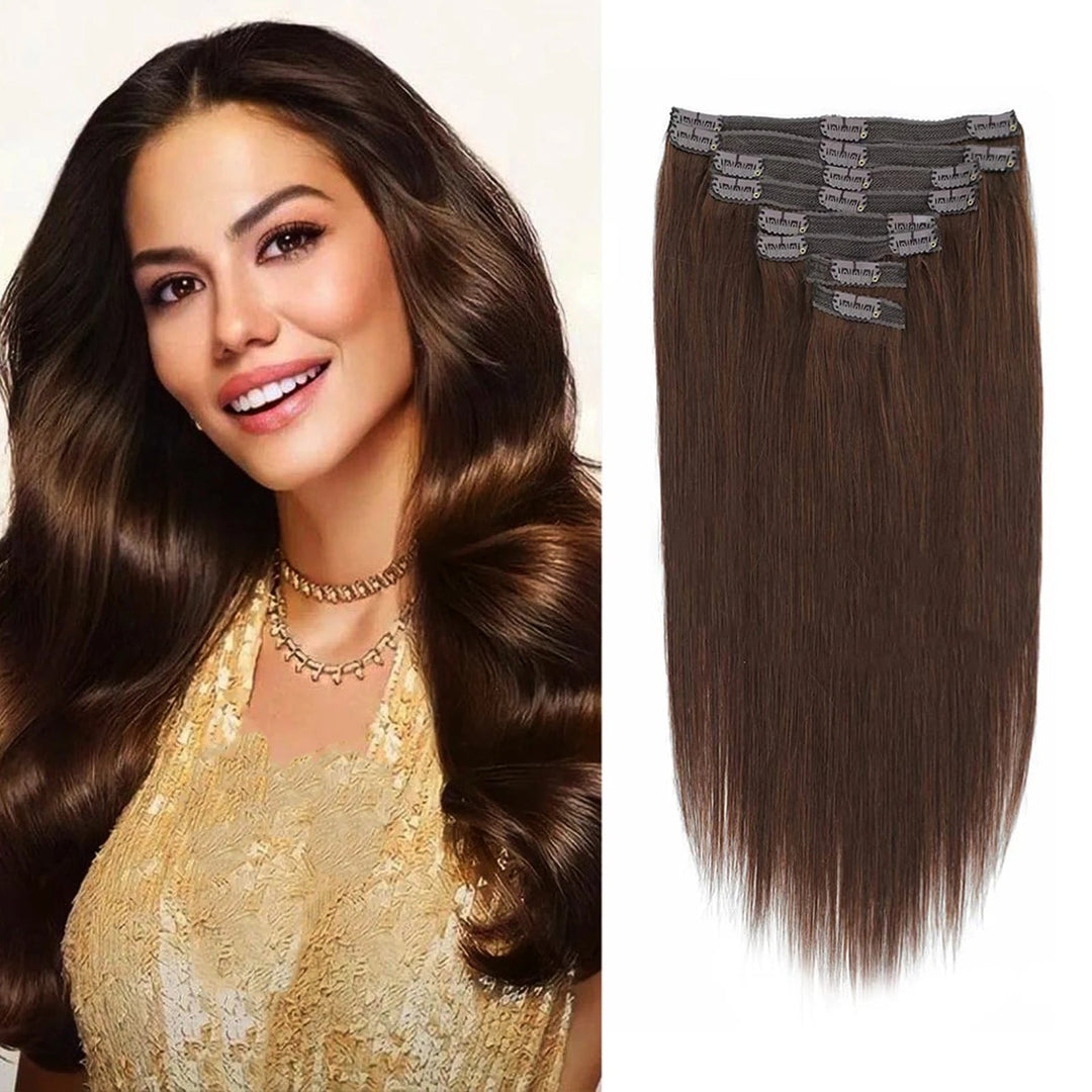 Rich Chocolate Brown Brazilian Remy Hair Extensions 8pcs - GirlnamedParis