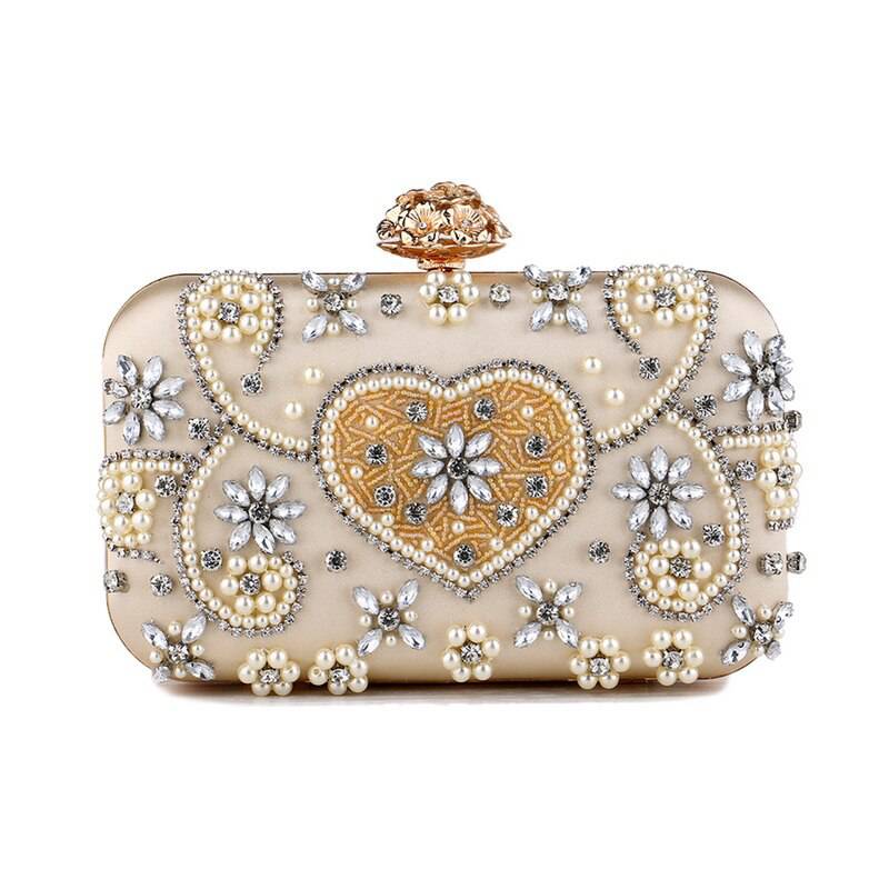 Satin Vintage Women Evening Bags Metal Flower Luxury Diamonds Clutch - GirlnamedParis