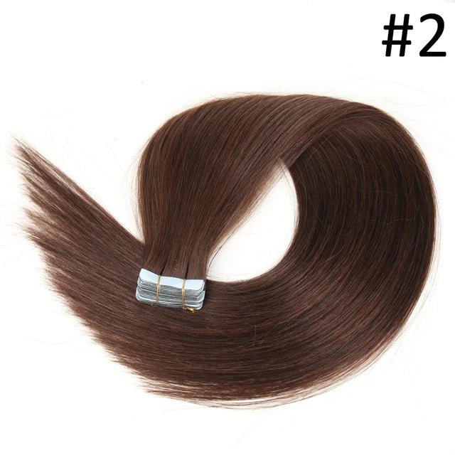 Seamless 20cps 99J Brown 24 TapeIn Hair Extensions - GirlnamedParis