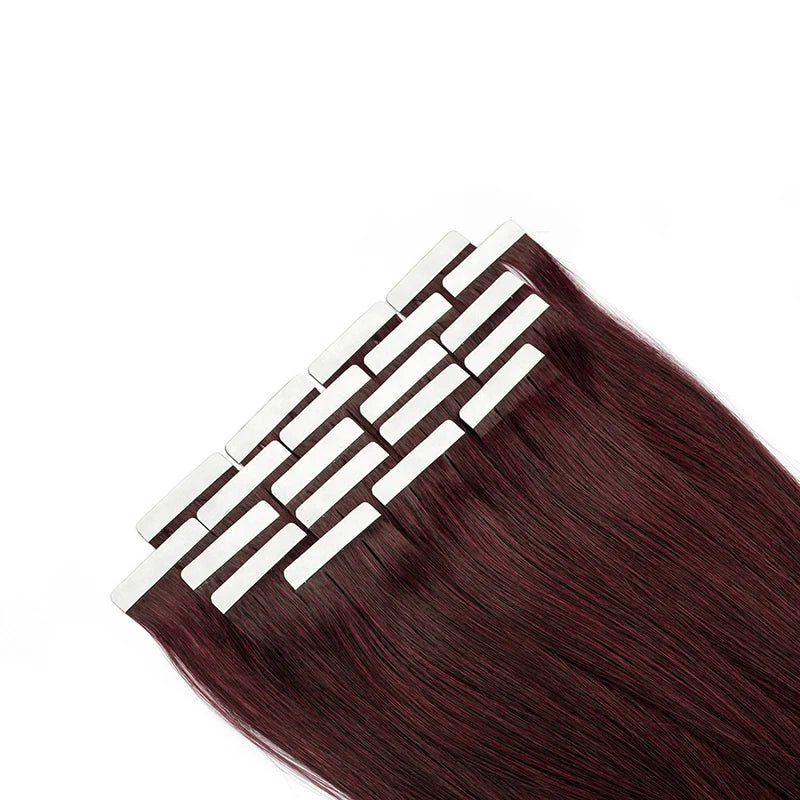 Seamless Wine Red Straight Remy Hair Extensions for Women - GirlnamedParis