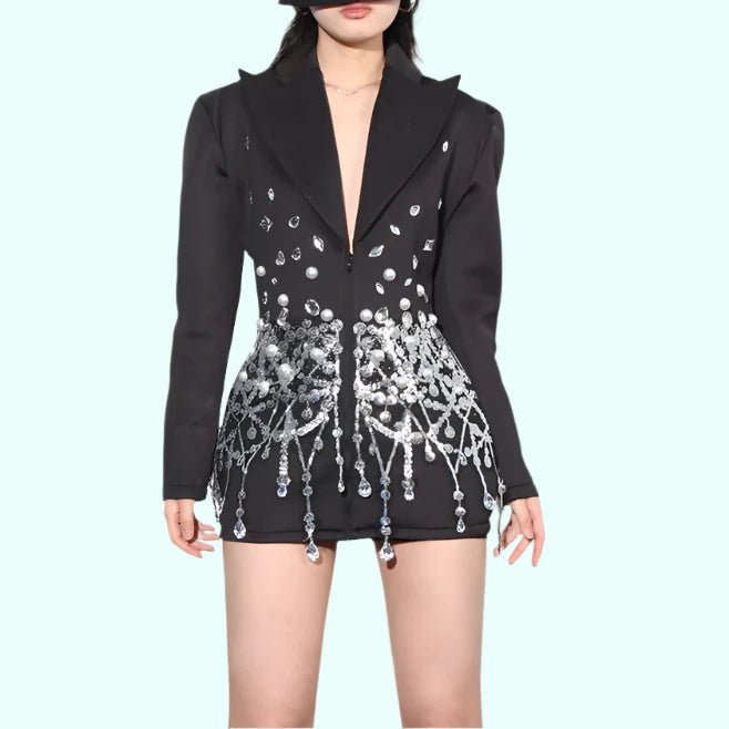 Sequin Rhinestone Mini Dress Paris - Runway - GirlnamedParis