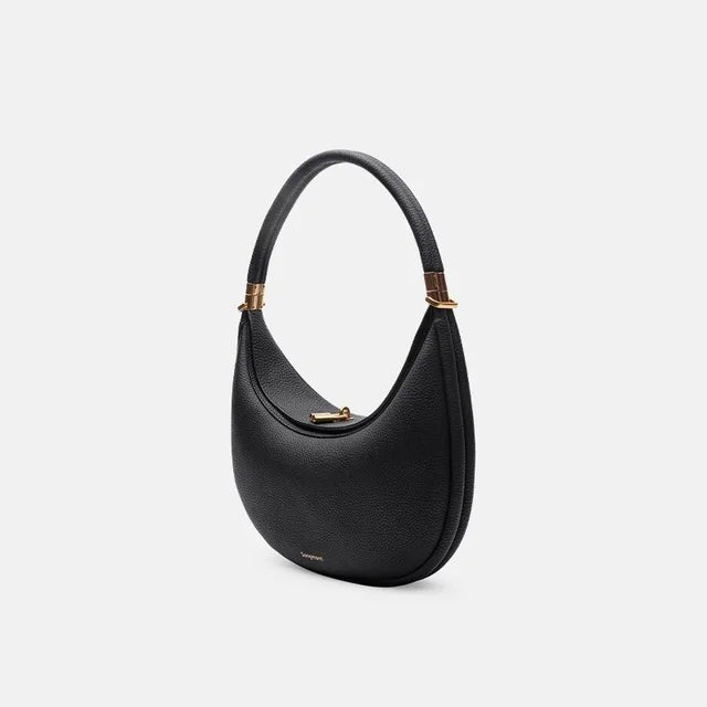 Sleek Crescent Moon Leather Crossbody Shoulder Bag - GirlnamedParis