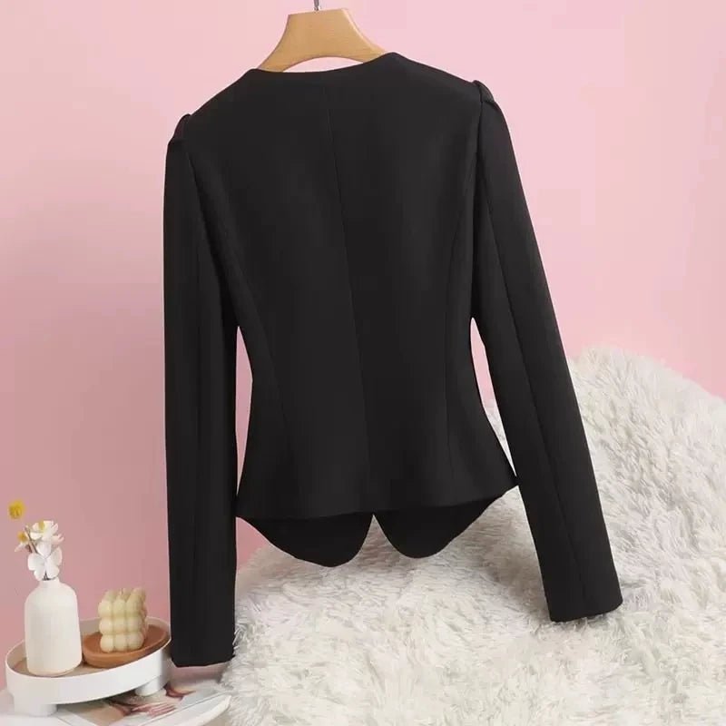 Slim Womens VNeck Blazer Elegant Office Jacket - GirlnamedParis