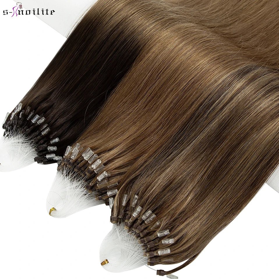 Snoilite 100pcs Micro Loop Human Hair Extensions - GirlnamedParis