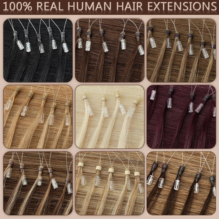 Snoilite 100pcs Micro Loop Human Hair Extensions - GirlnamedParis