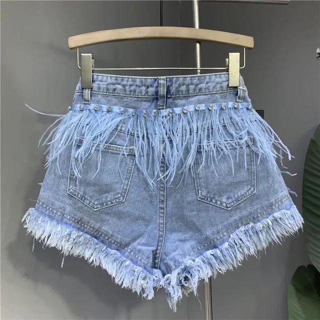 Stylish Womens Denim Shorts with Tassels - GirlnamedParis