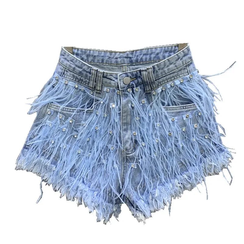 Stylish Womens Denim Shorts with Tassels - GirlnamedParis