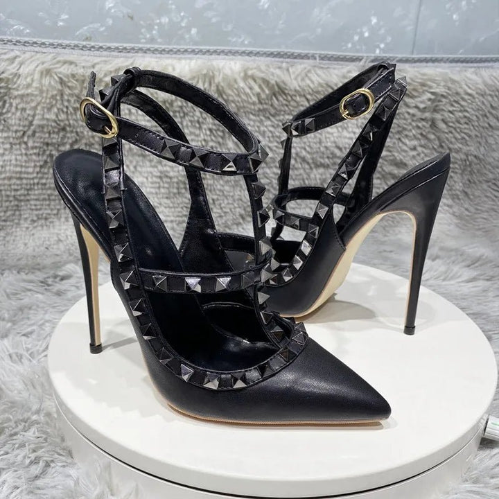 Trendy 2023 Black Patent Leather Gladiator Heels - GirlnamedParis