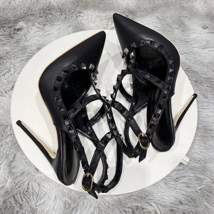 Trendy 2023 Black Patent Leather Gladiator Heels - GirlnamedParis