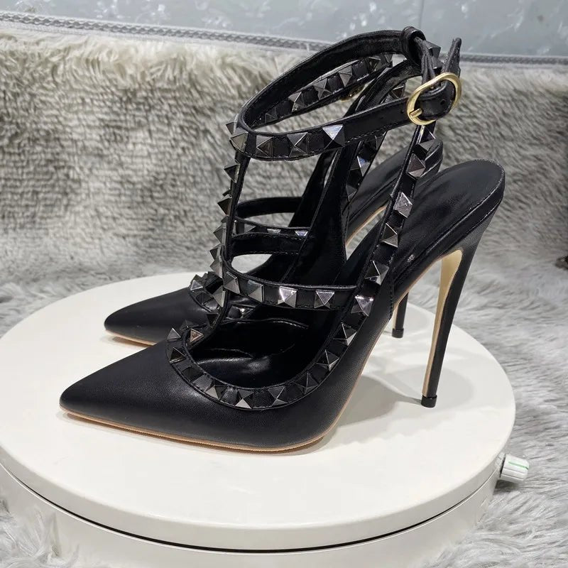 Trendy 2023 Black Patent Leather Gladiator Heels - GirlnamedParis