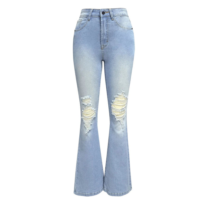 Vintage Blue Womens Flare Jeans WideLeg MidRise Streetwear - GirlnamedParis