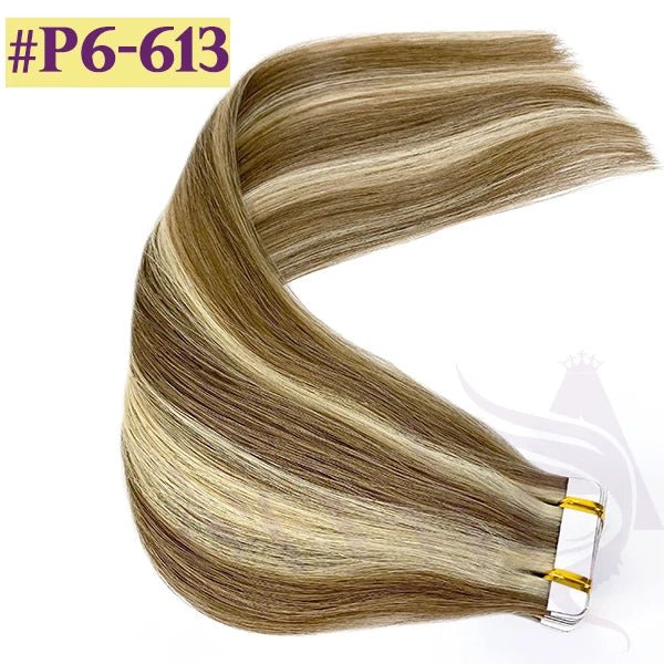 Virgin Brown Blonde Straight TapeIn Hair Extensions - GirlnamedParis