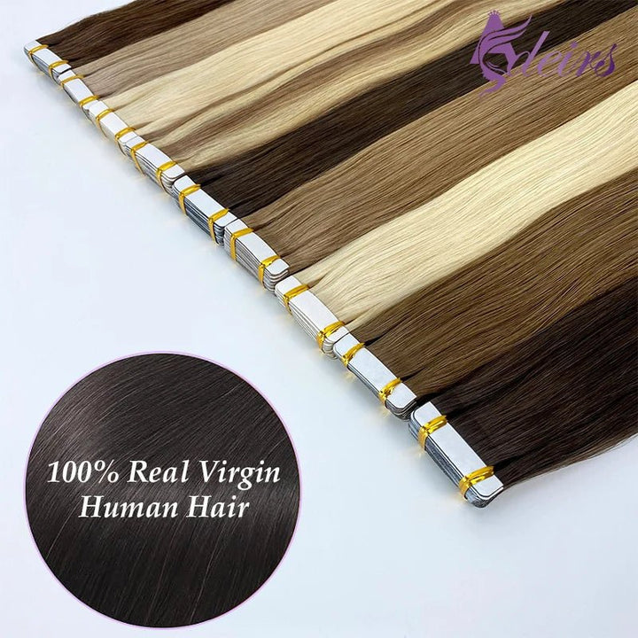 Virgin Brown Blonde Straight TapeIn Hair Extensions - GirlnamedParis