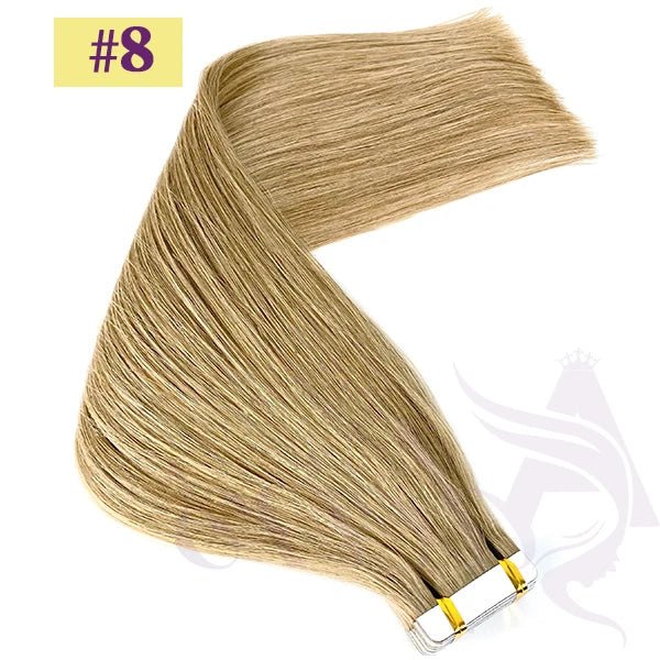 Virgin Brown Blonde Straight TapeIn Hair Extensions - GirlnamedParis