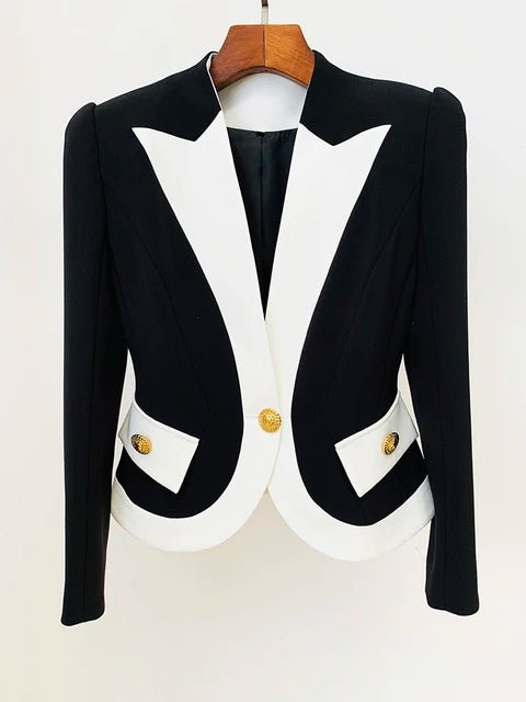 Womens 2024 Designer ColorBlock SingleButton Blazer - GirlnamedParis