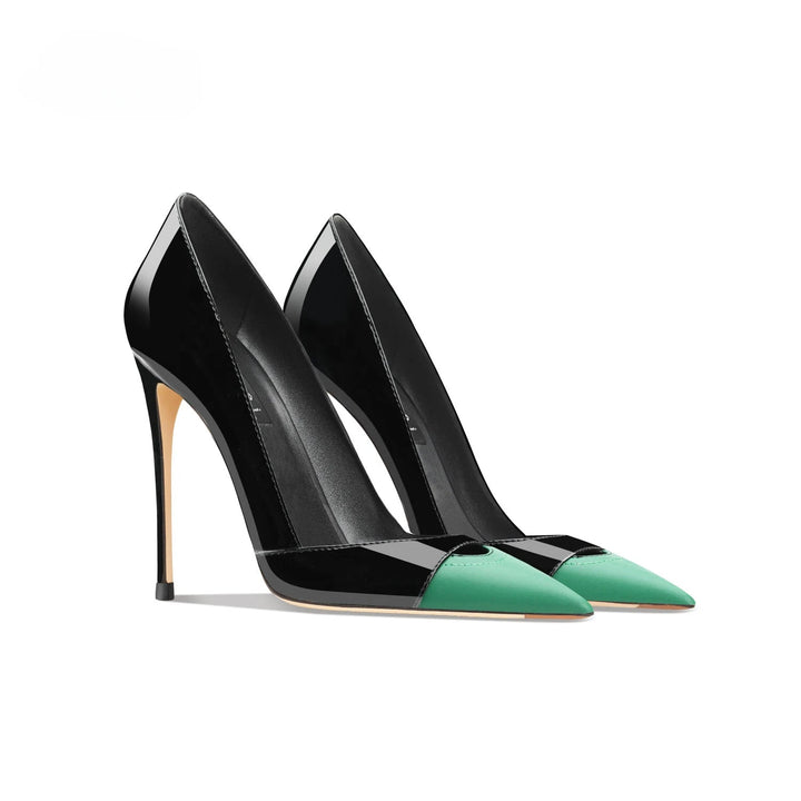 Womens Black Patent Leather Pointed Stiletto Heels SpringFall Fashion - GirlnamedParis