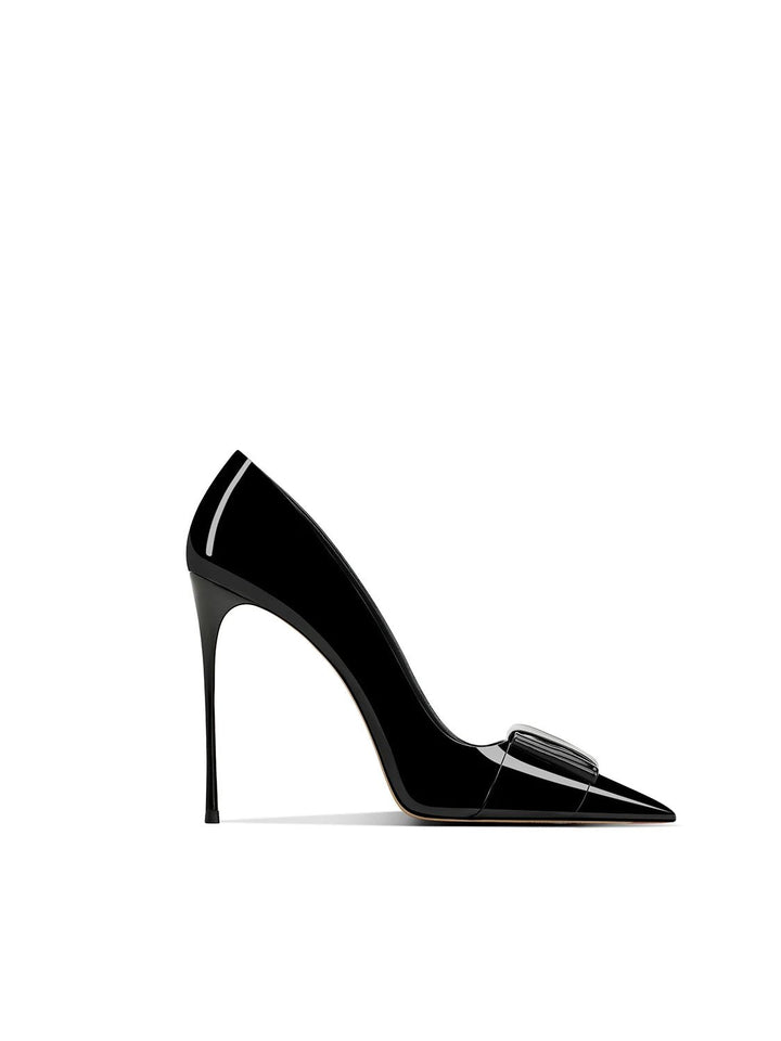 Womens Black Patent Leather Stiletto Heels Spring Collection - GirlnamedParis