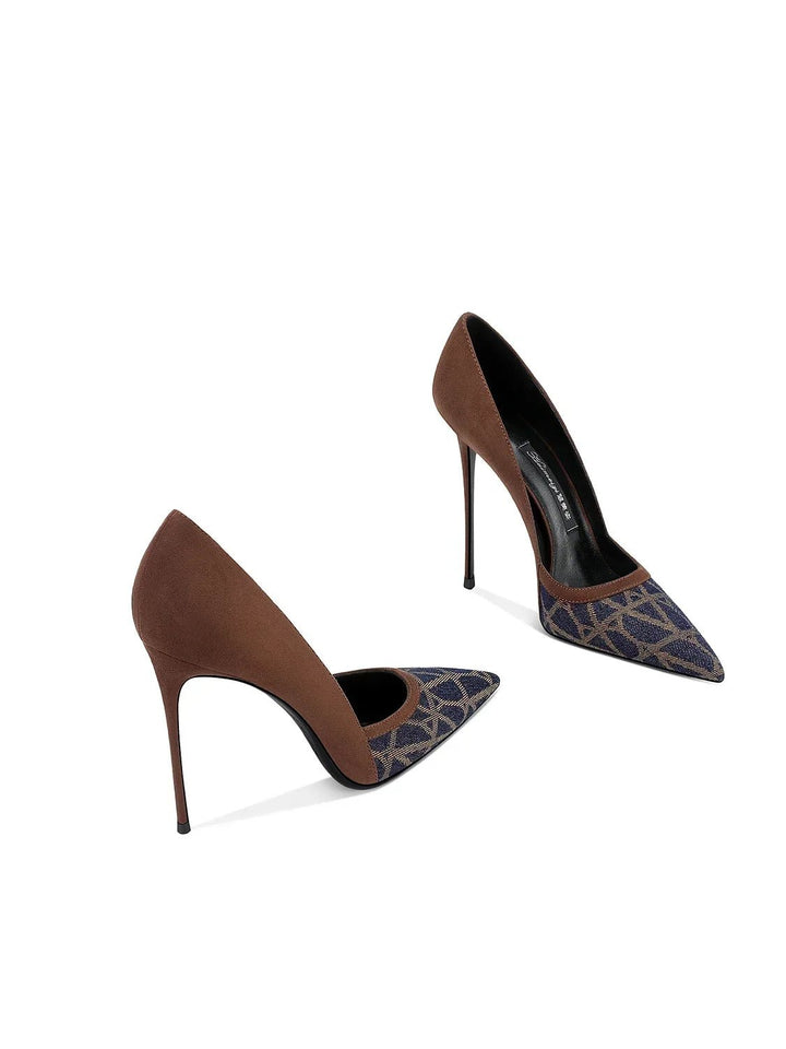 Womens Brown Stiletto Heels Pointed Toe SpringFall - GirlnamedParis