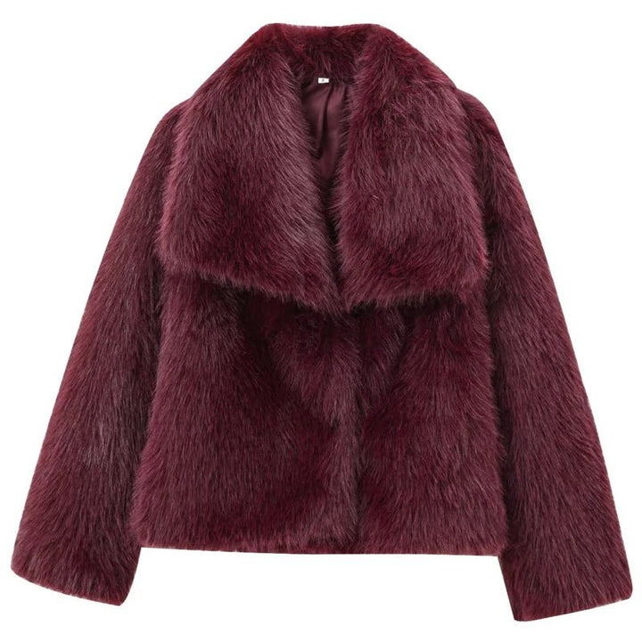 Womens Burgundy Faux Fur Bomber Jacket Winter 2024 - GirlnamedParis