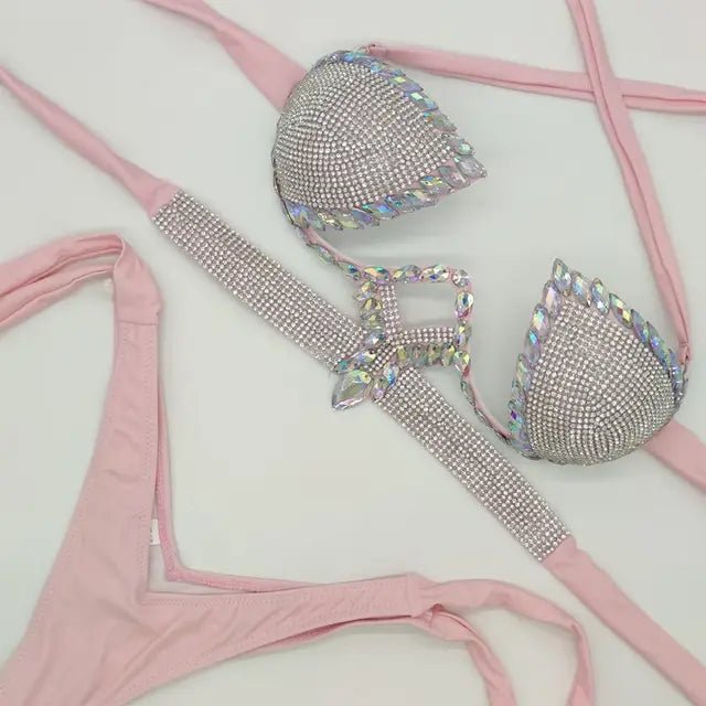 Womens Diamond Embellished PushUp Bandage Bikini Set - GirlnamedParis