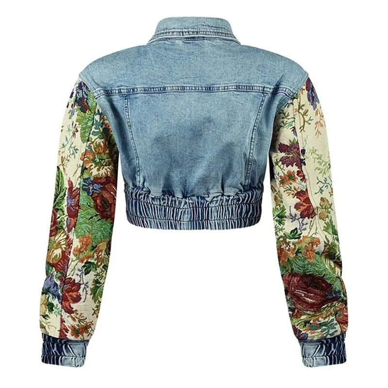 Womens Fashion Patchwork Denim Jacket and HighWaist Jeans Set - GirlnamedParis