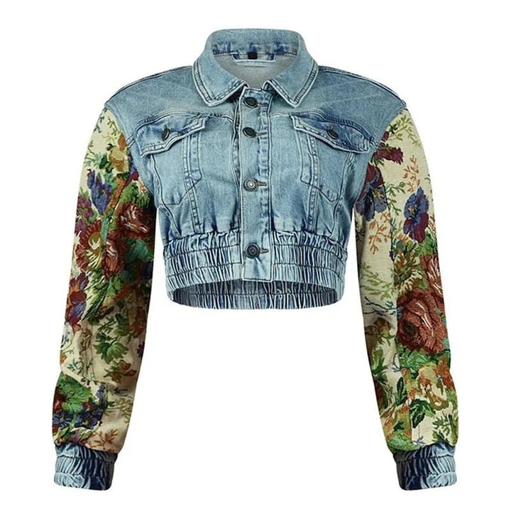 Womens Fashion Patchwork Denim Jacket and HighWaist Jeans Set - GirlnamedParis