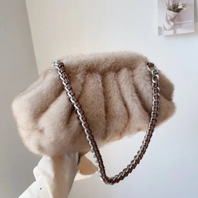 Womens Fluffy Faux Mink Fur Clutch AutumnWinter 2024 - GirlnamedParis