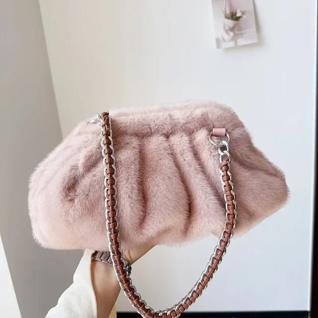 Womens Fluffy Faux Mink Fur Clutch AutumnWinter 2024 - GirlnamedParis